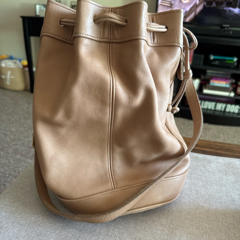 Coach Tan Leather Drawstring Shoulder Bag SMOKING HOME